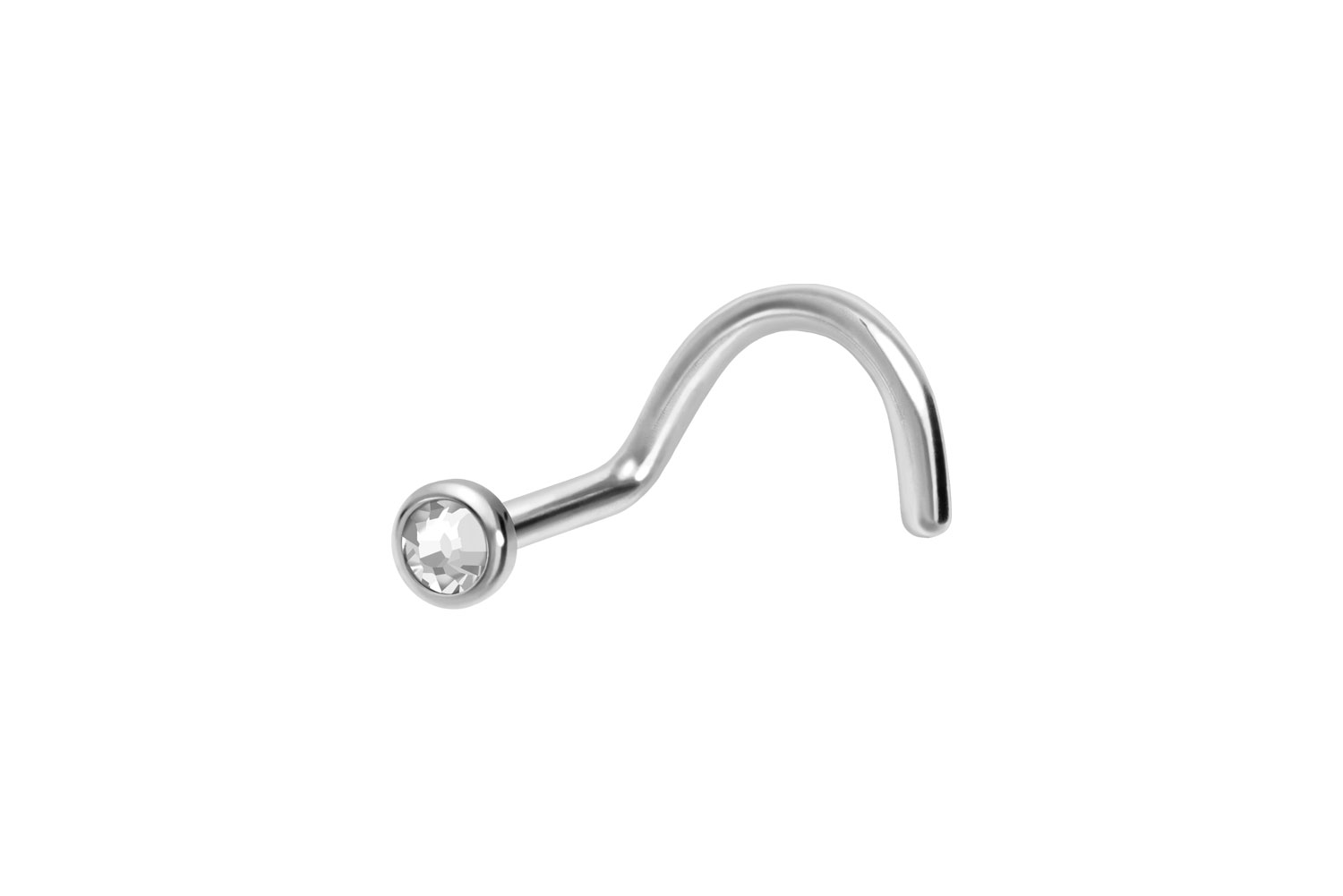 Titan Nasenstecker Nasenpiercing Spirale FLACHE KRISTALLDISC